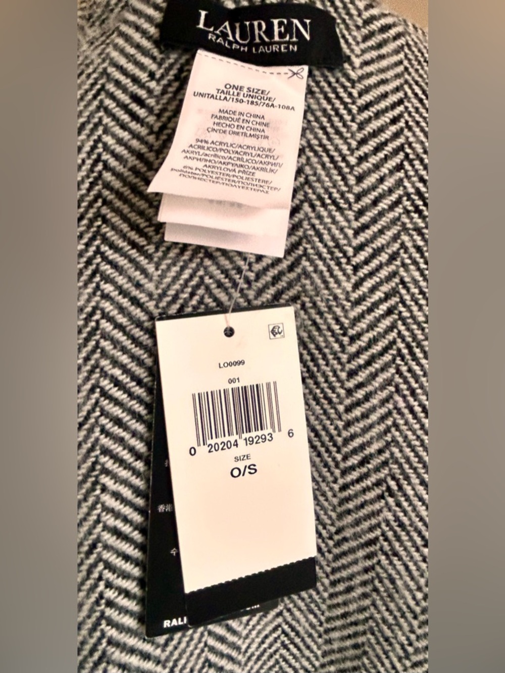 NWT Lauren Ralph Lauren Reversible Herringbone/Check Ruana/Wrap - Picture 7 of 10